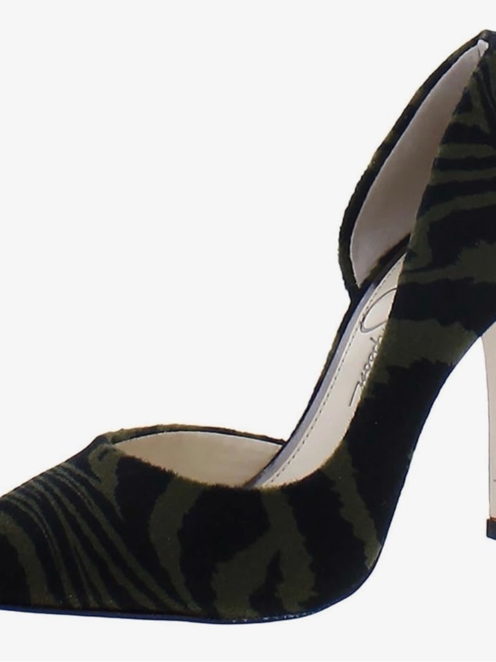 Jessica Simpson Olive and Black Zebra-Print Pointed Toe Pump